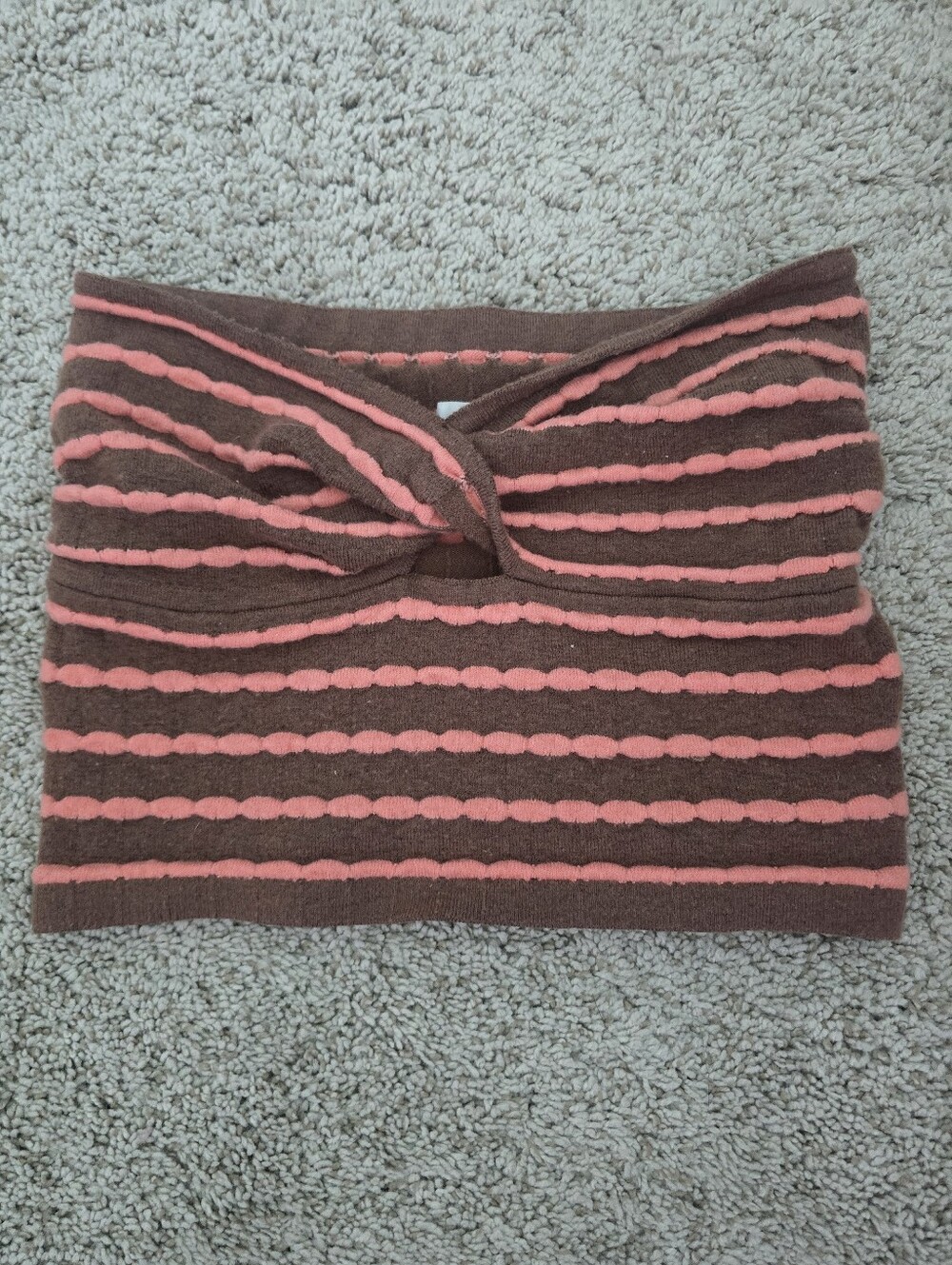Aerie Striped Knit Tube Top in Brown and Coral. Size Small.